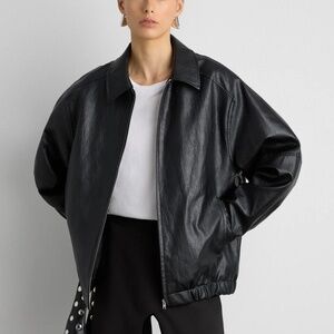 Oak + Fort Vegan Leather Bomber Jacket